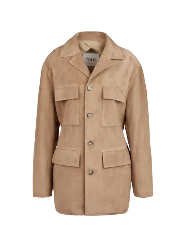 Tod's Pocket Leather Jacket in Neutrals