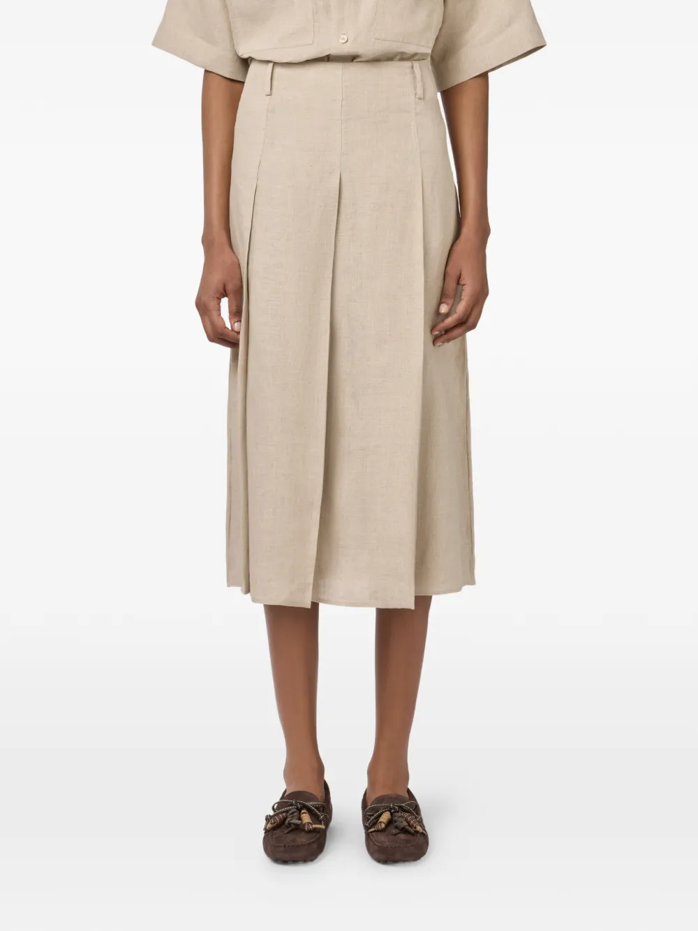 Tod's Midi-plooirok met A-lijn Beige