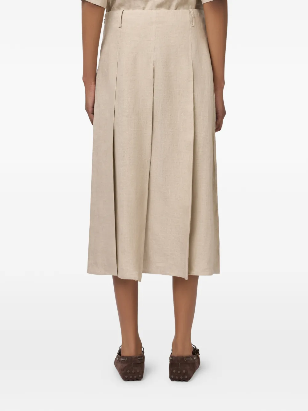 Tod's Midi-plooirok met A-lijn Beige