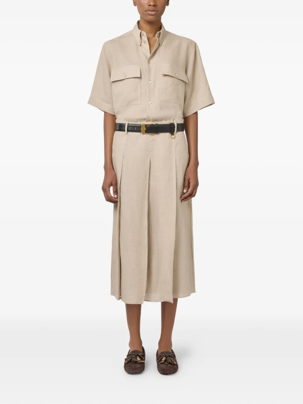 Tod's Midi-plooirok met A-lijn Beige