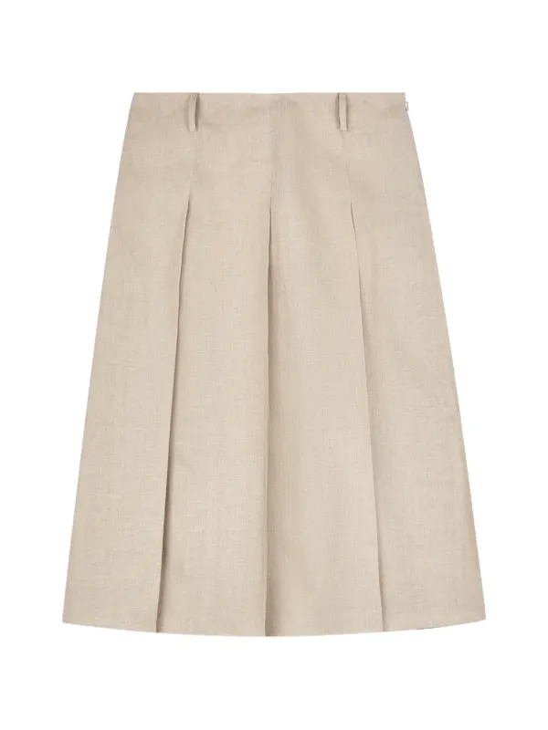 Tod's Pleated A-line Midi Skirt in Neutrals