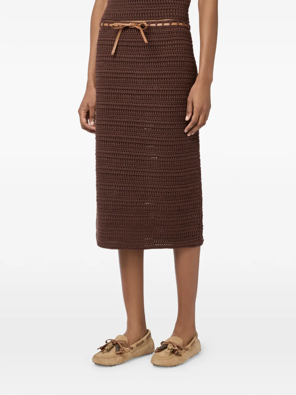 Tod's Gehaakte midi-rok met trekkoord Bruin
