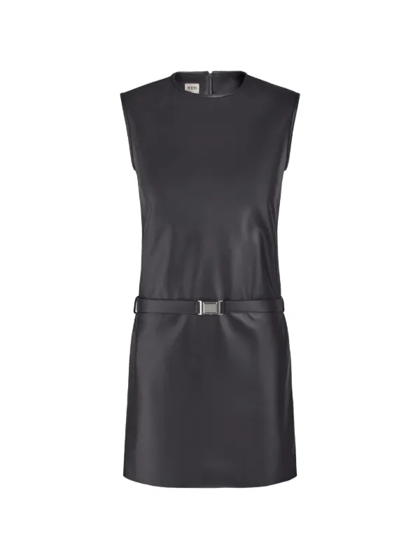 leather belted mini dress Women's Leather Pocket Belted Mini Dress, Fig