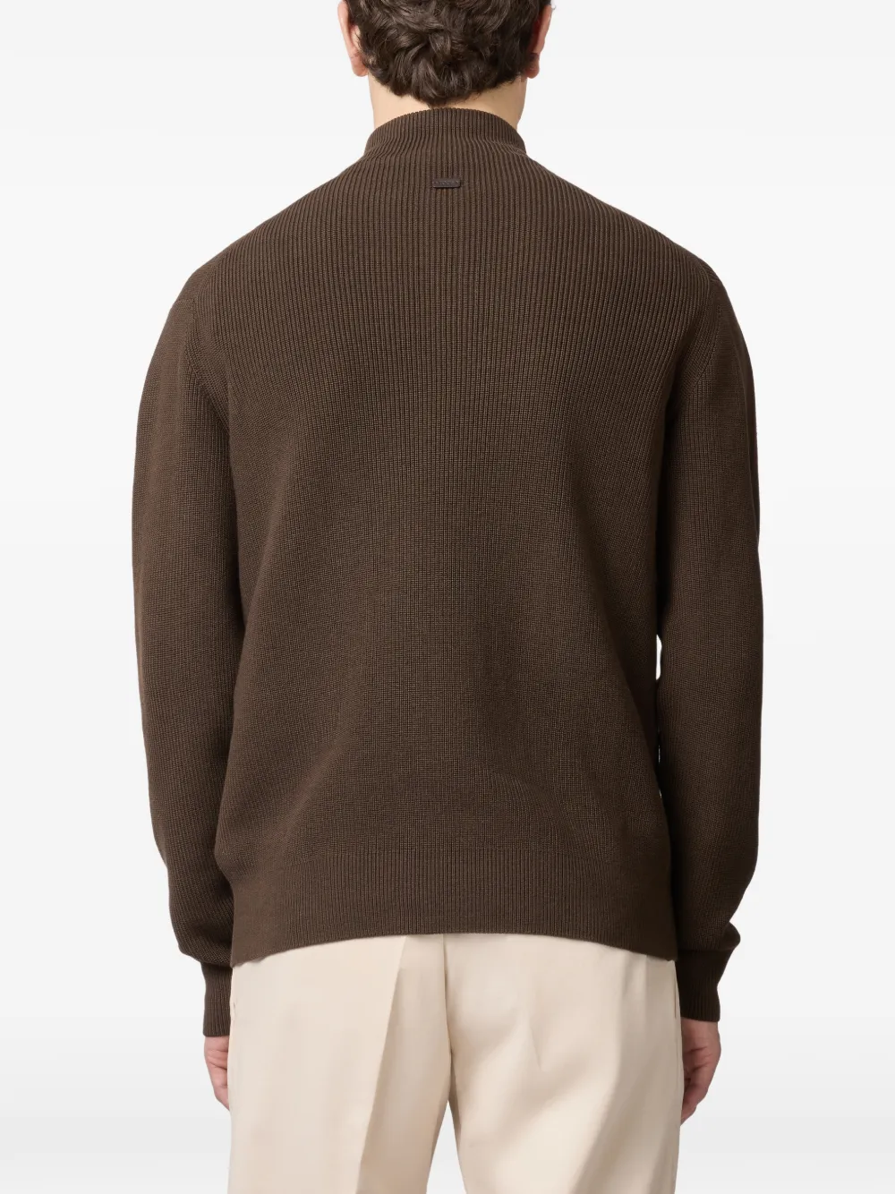 Tod's Ribgebreide trui met kwart rits Bruin