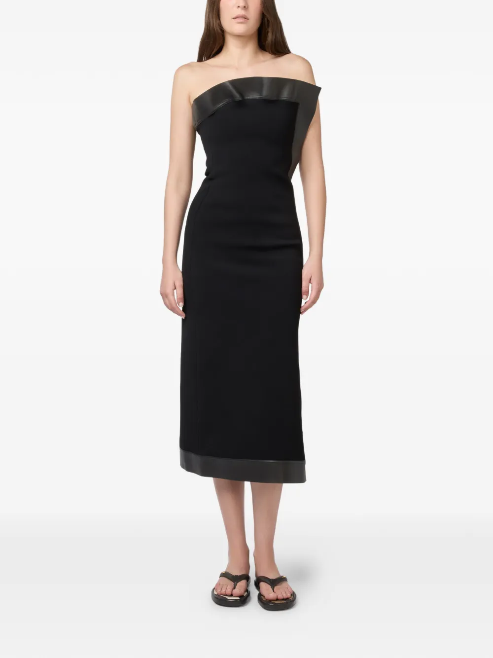 Tod's Strapless jurk met leren afwerking Zwart
