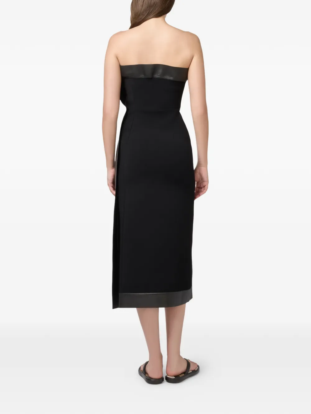 Tod's Strapless jurk met leren afwerking Zwart
