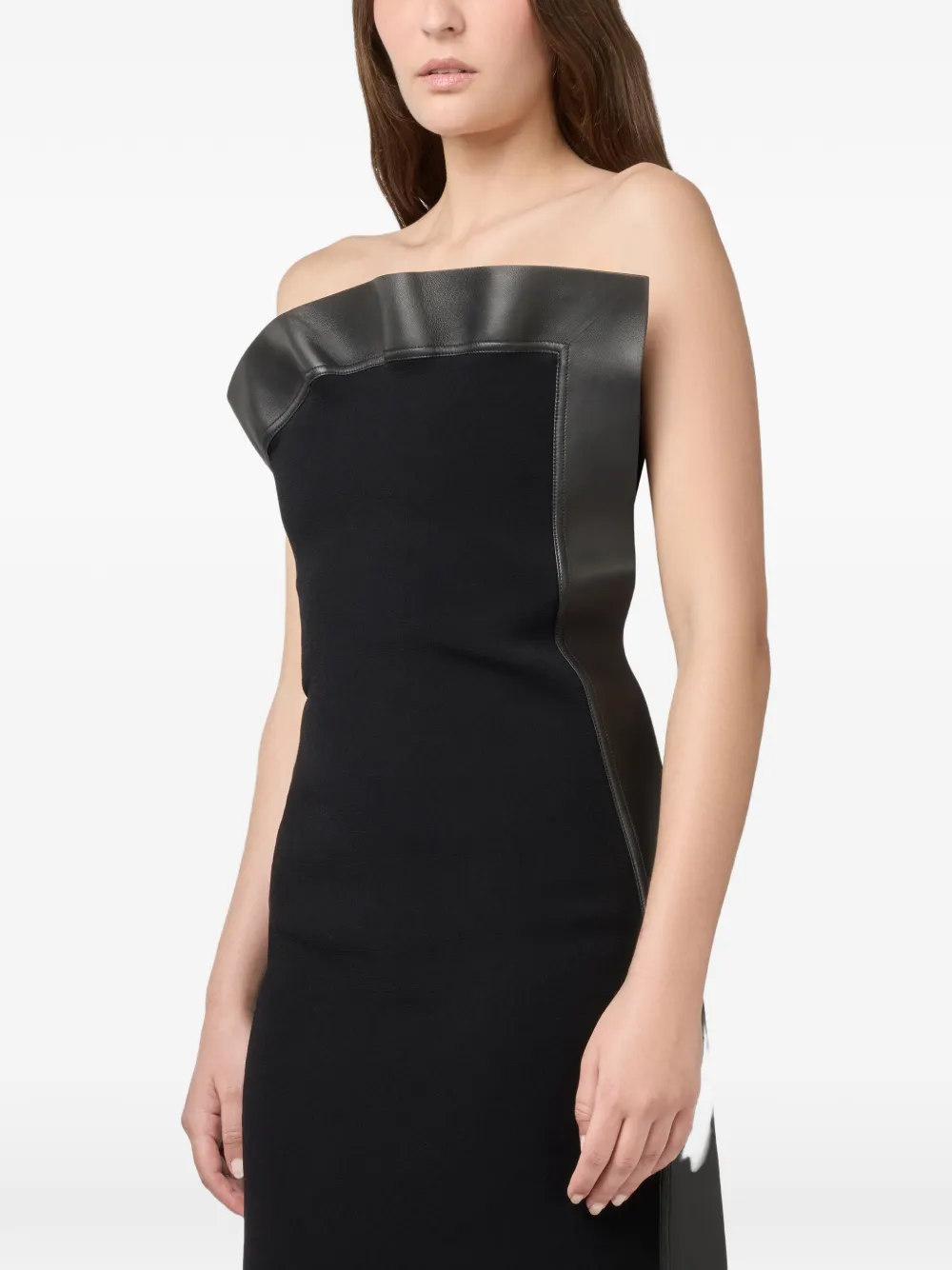 Tod's Strapless jurk met leren afwerking Zwart