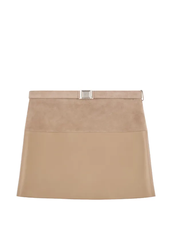 Tod's Belted Leather Mini Skirt in Neutrals