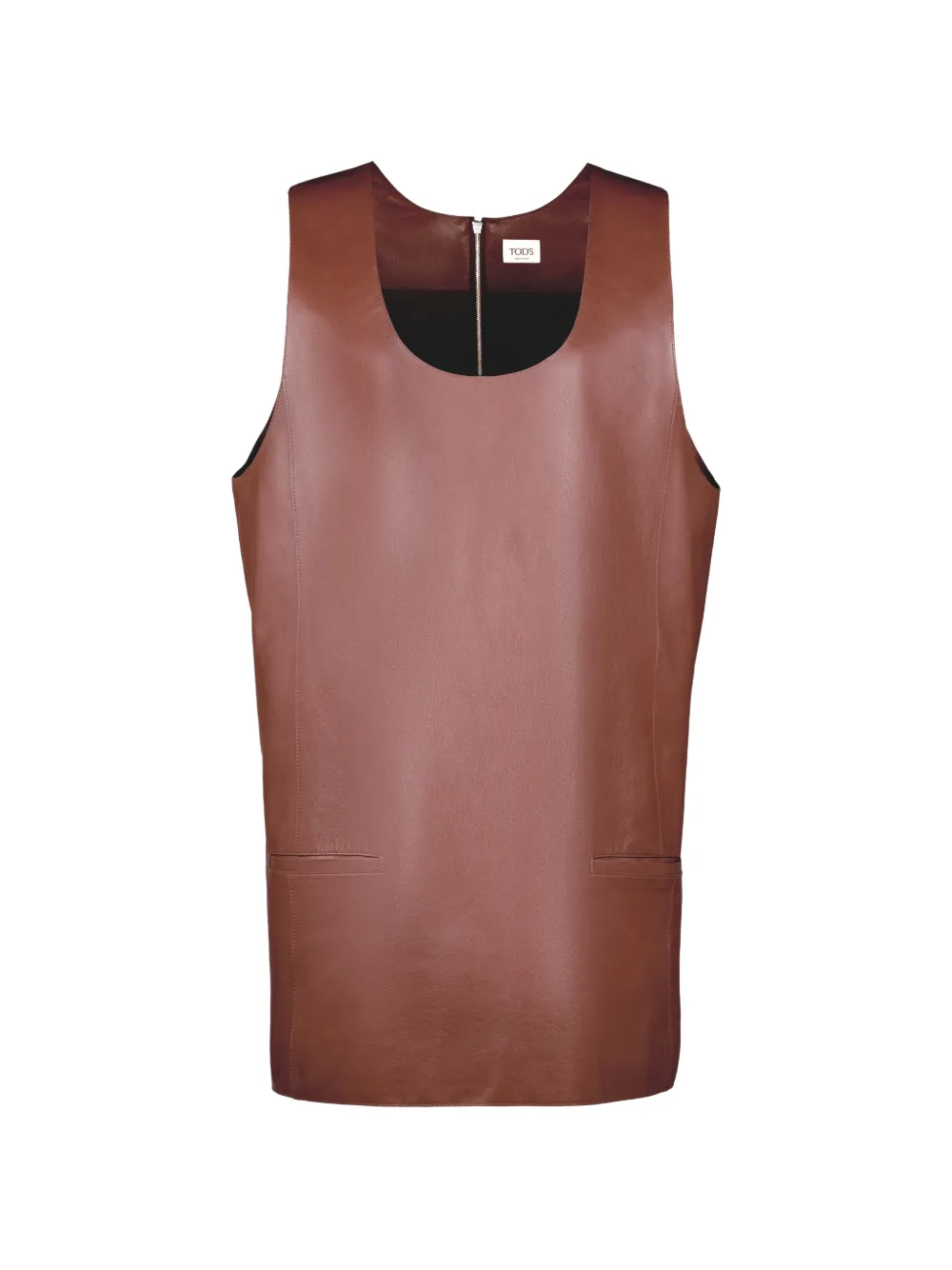 Tod's zip leather mini dress - Brown