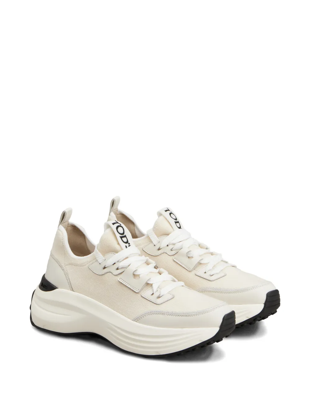 Tod's Gebreide sneakers met logo - Beige