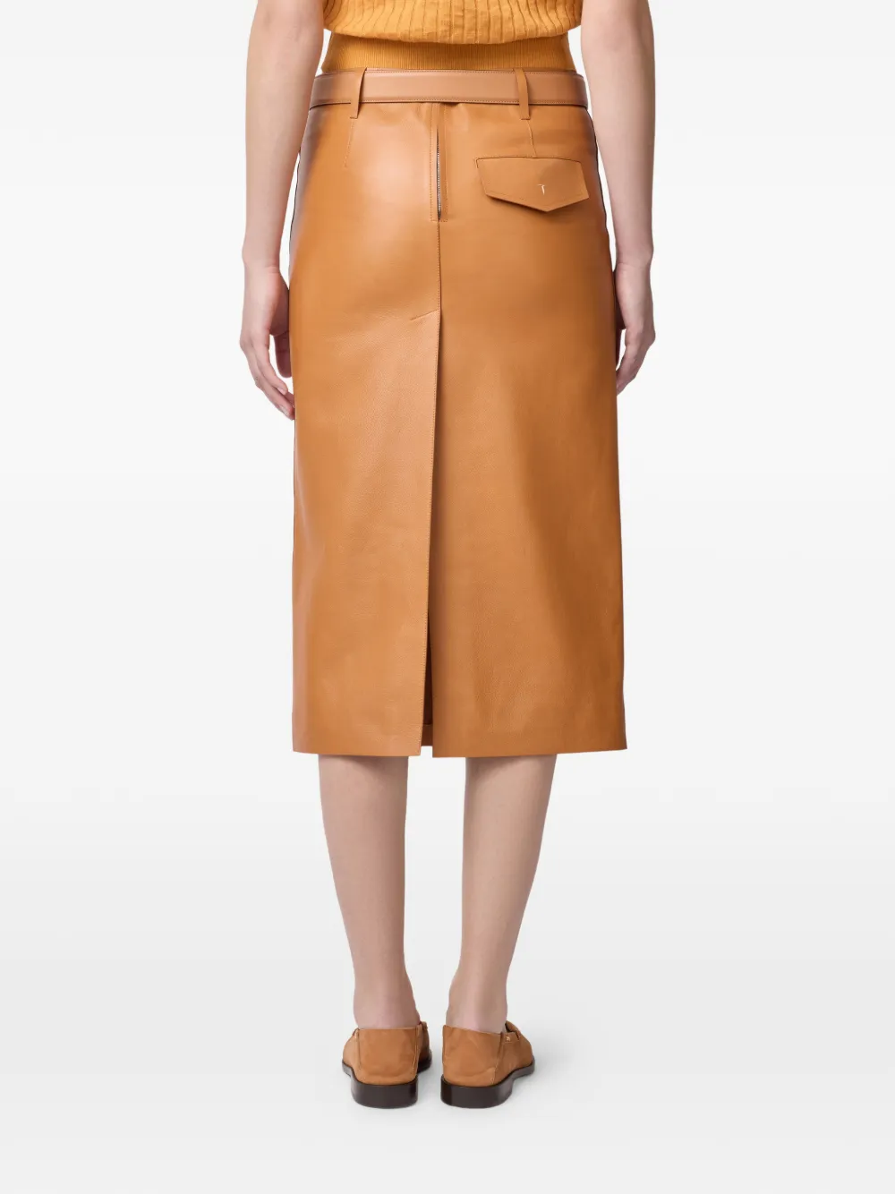 Tod's Leren midi-rok Beige