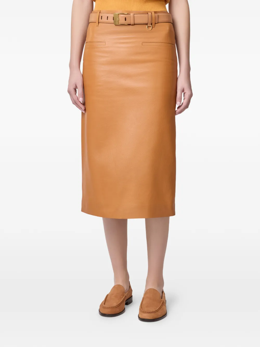 Tod's Leren midi-rok Beige
