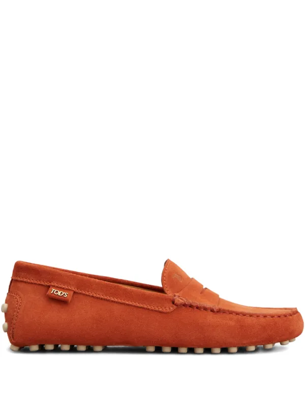 Tod's Gommino Loafers in Suede in Orange