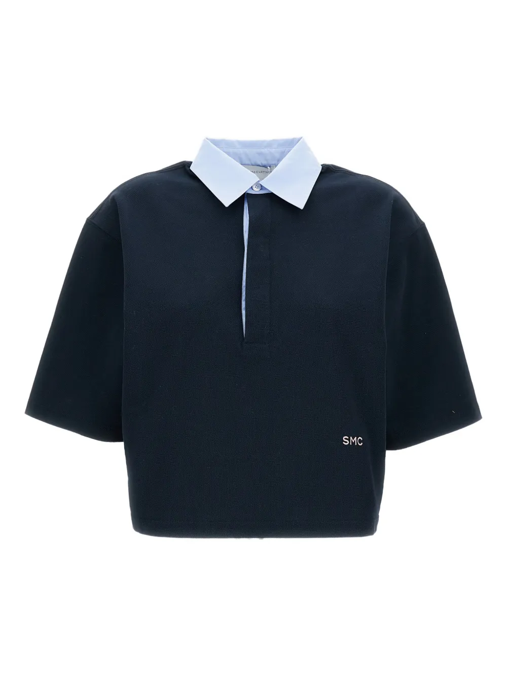 Stella Mccartney Cropped Polo Shirt In Blue