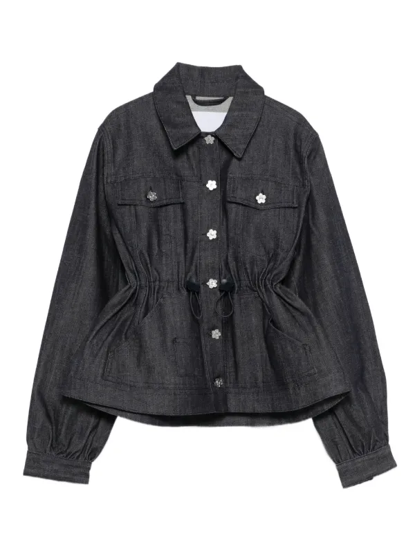 Cecilie Bahnsen Drawstring Floral-button Jacket in Blue