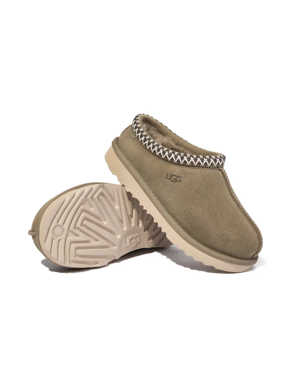 UGG Kids braided-trim slippers - Beige
