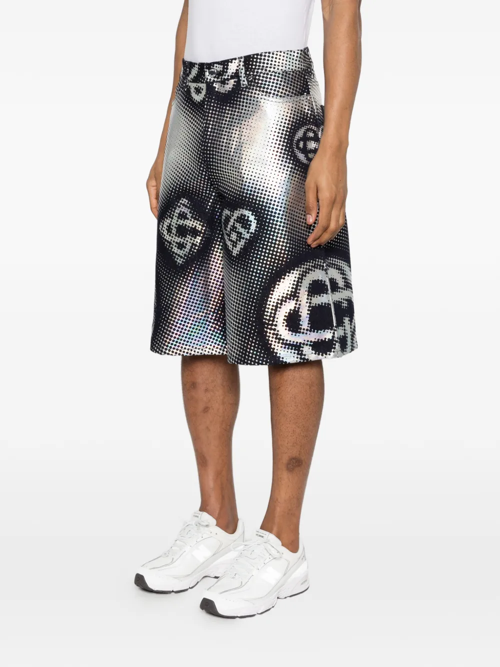 Casablanca Shorts met iriserend effect en monogram Zwart