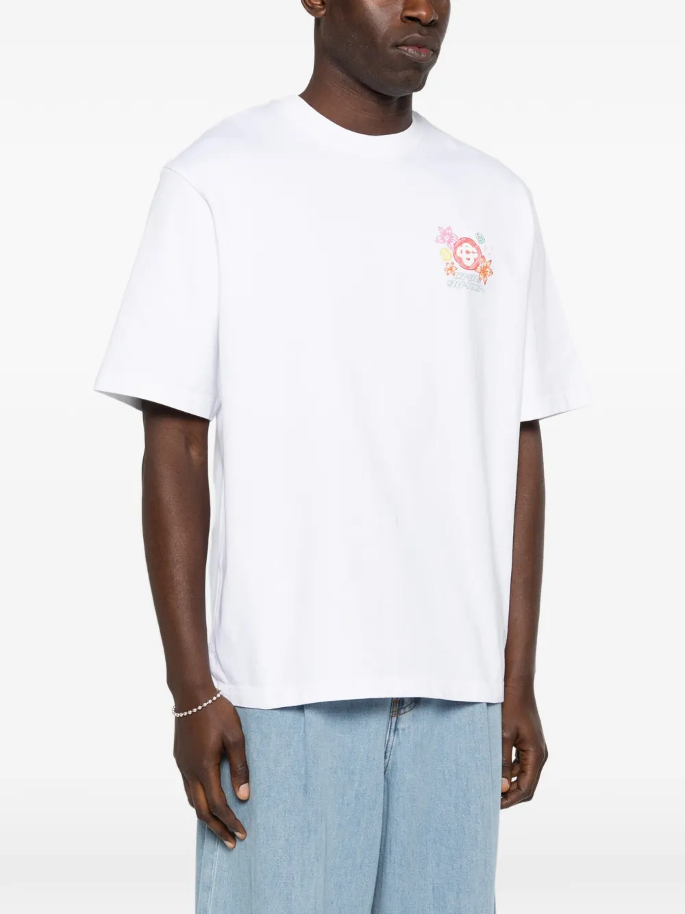 Casablanca Collage katoenen T-shirt Wit