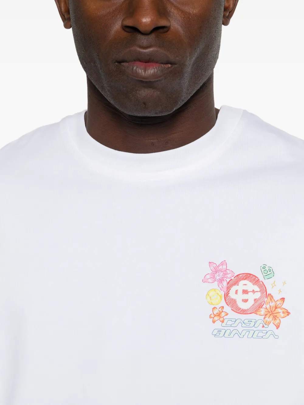 Casablanca Collage katoenen T-shirt Wit