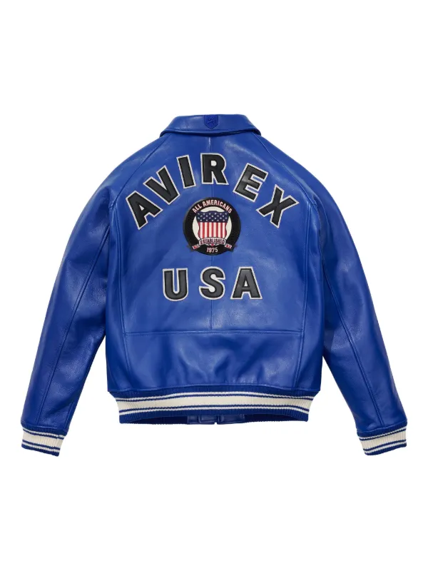 Avirex Jaqueta Canelada Com Aplicações | Azul | FARFETCH BR