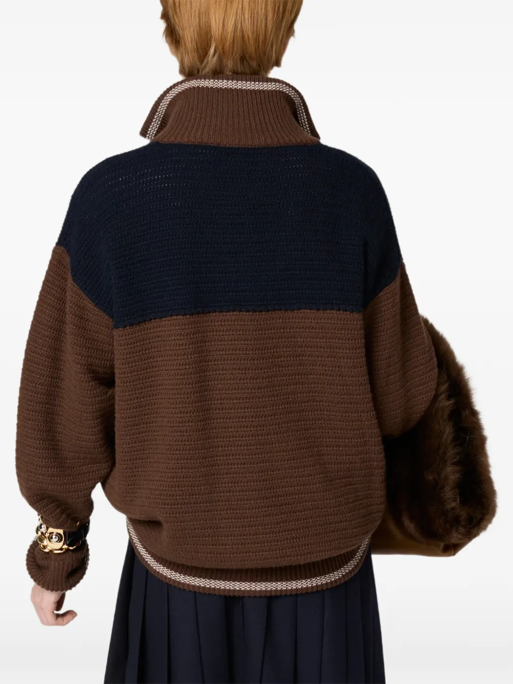 Miu Vest met logodetail en rits Bruin