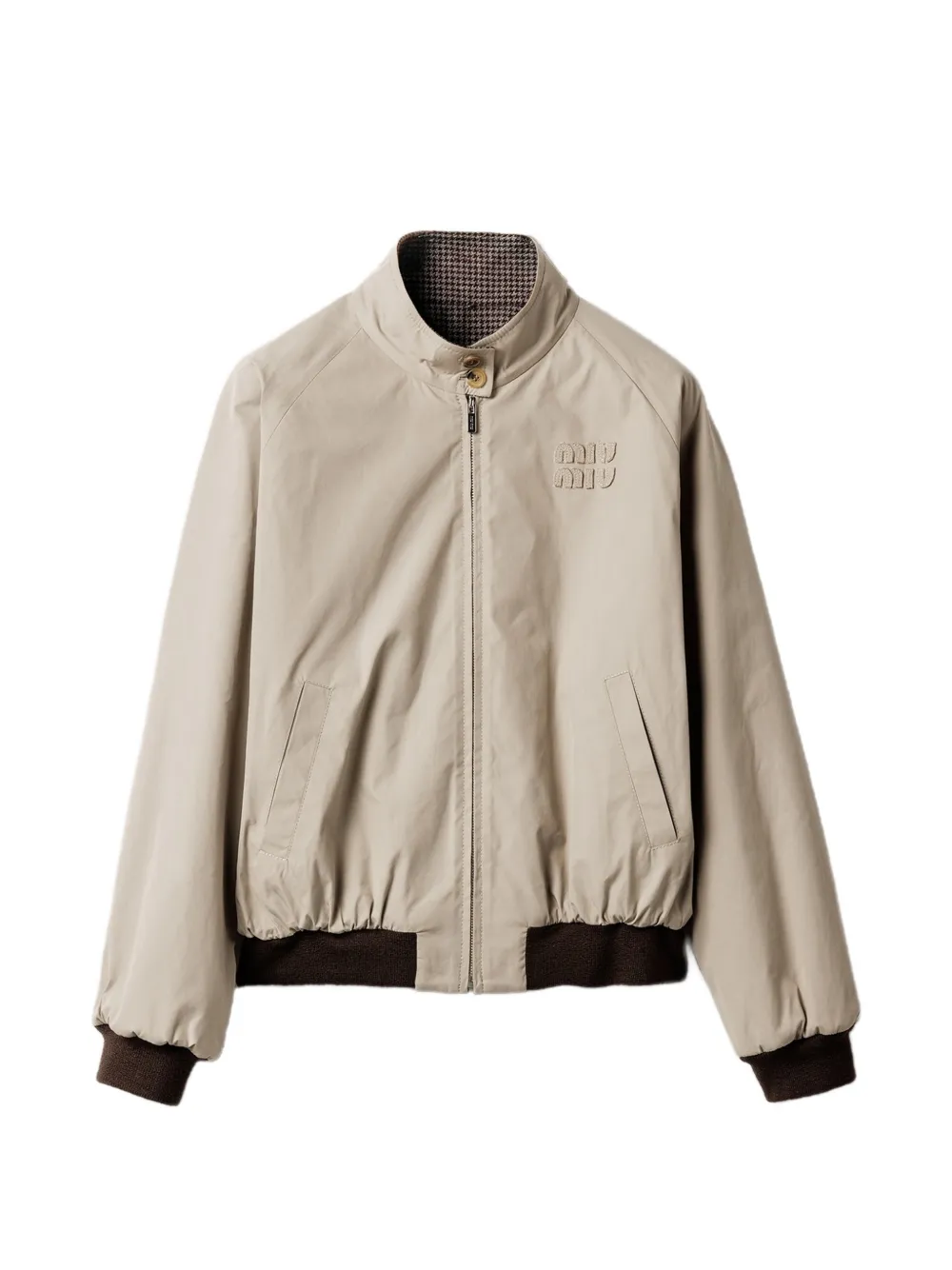 Miu Miu houndstooth-lining reversible bomber jacket - Toni neutri