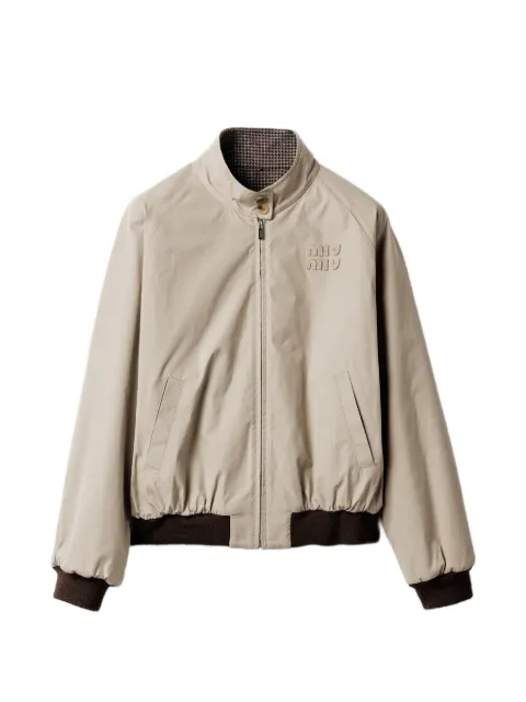 Miu Miu houndstooth-lining reversible bomber jacket