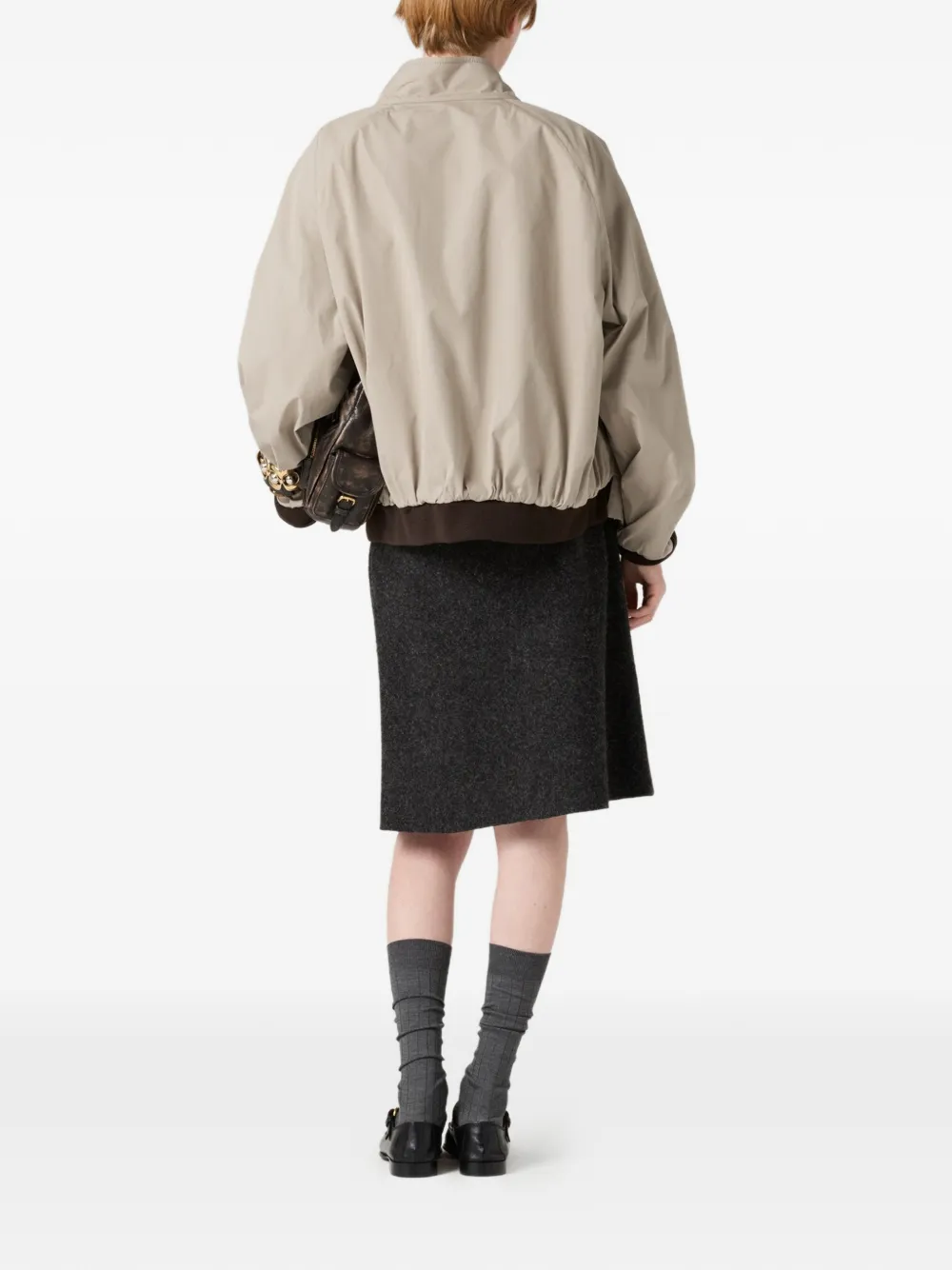 Miu Omkeerbaar bomberjack met pied-de-poule voering Beige