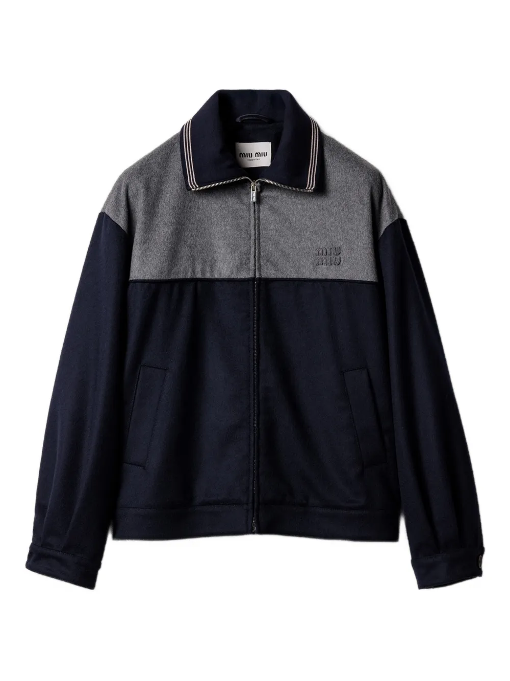 Miu Miu embroidered-logo zipped sweatshirt - Blu