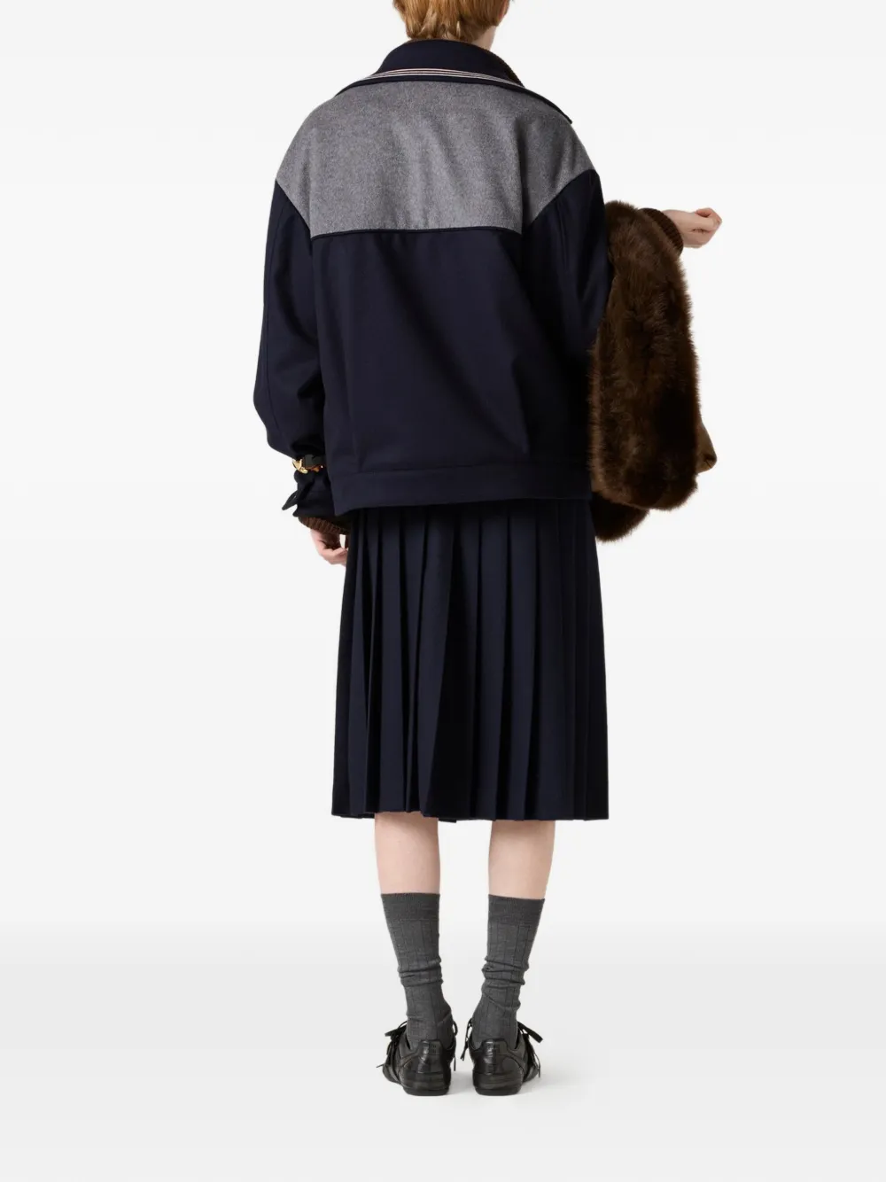 Miu Miu ベロア ブルゾン ジップジャケット | ブルー | FARFETCH JP