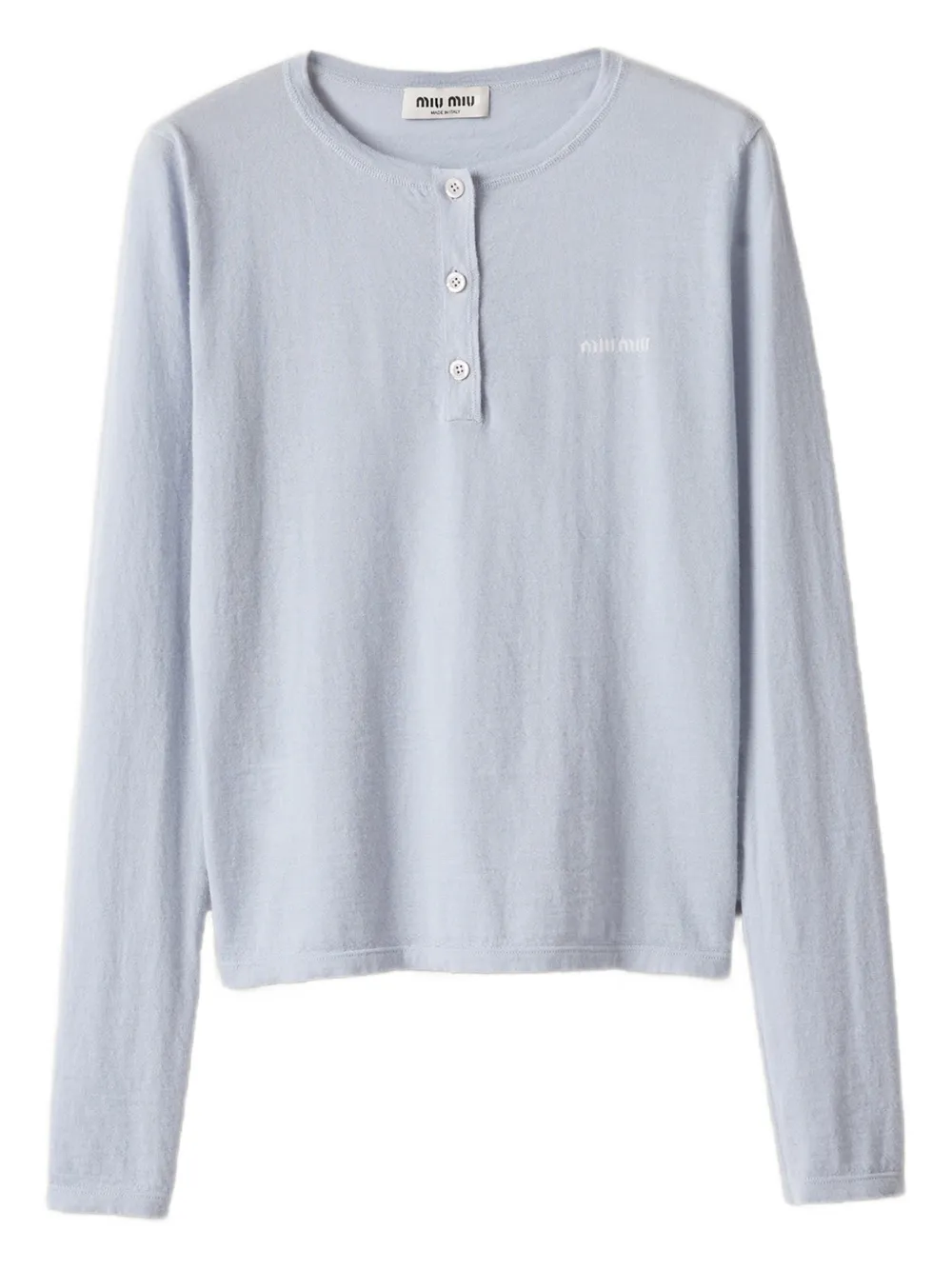 Miu Miu three-button logo-detail long-sleeved T-shirt | azul | Image 1