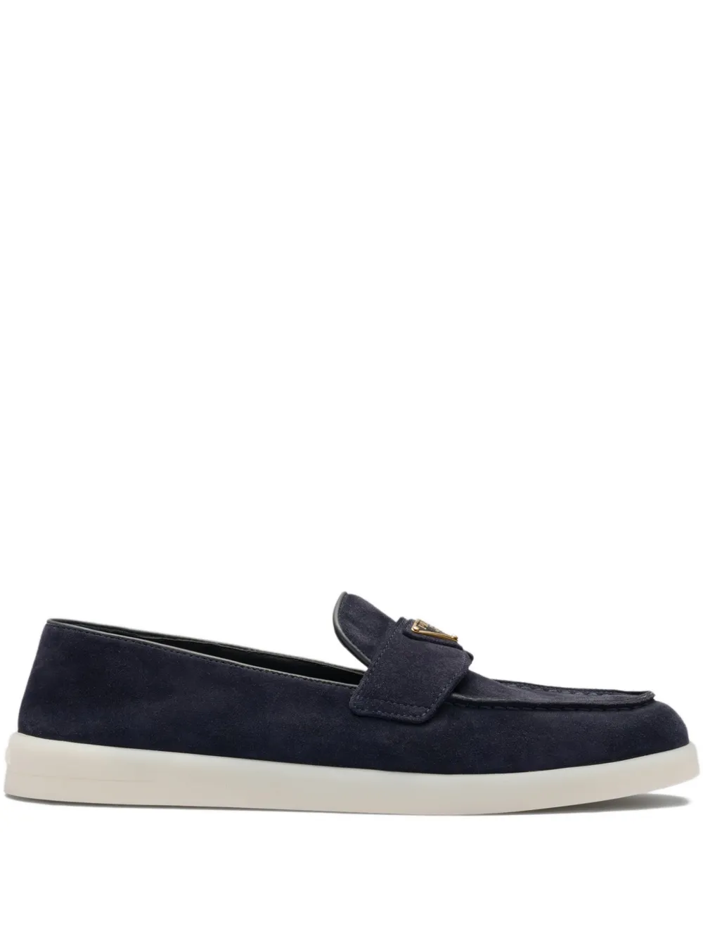 Prada logo-plaque suede loafers - Blu