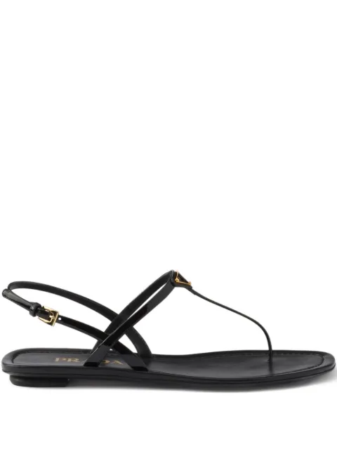 Prada triangle-logo patent-leather sandals
