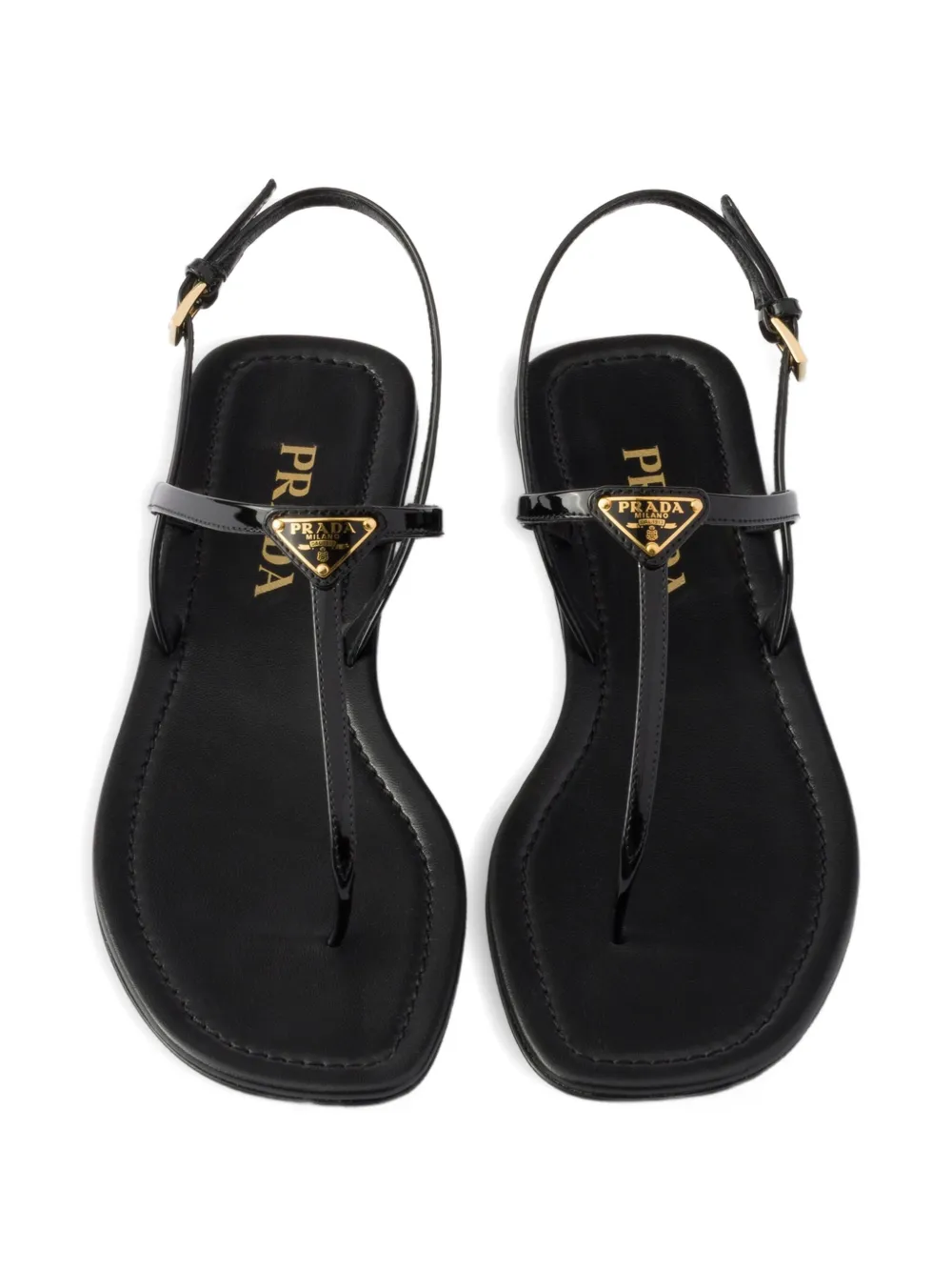 Prada Lakleren sandalen met logo Zwart
