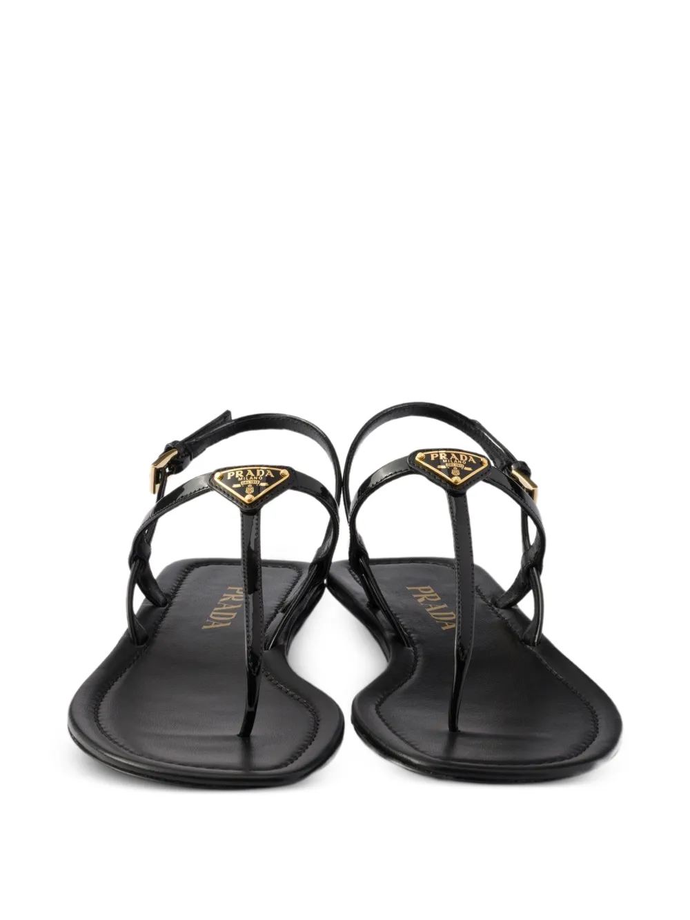 Prada Lakleren sandalen met logo Zwart