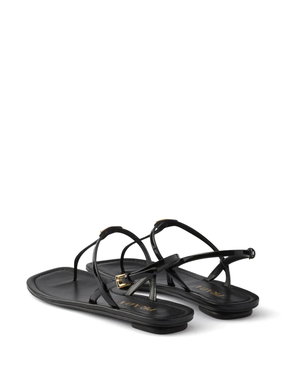 Prada Lakleren sandalen met logo Zwart