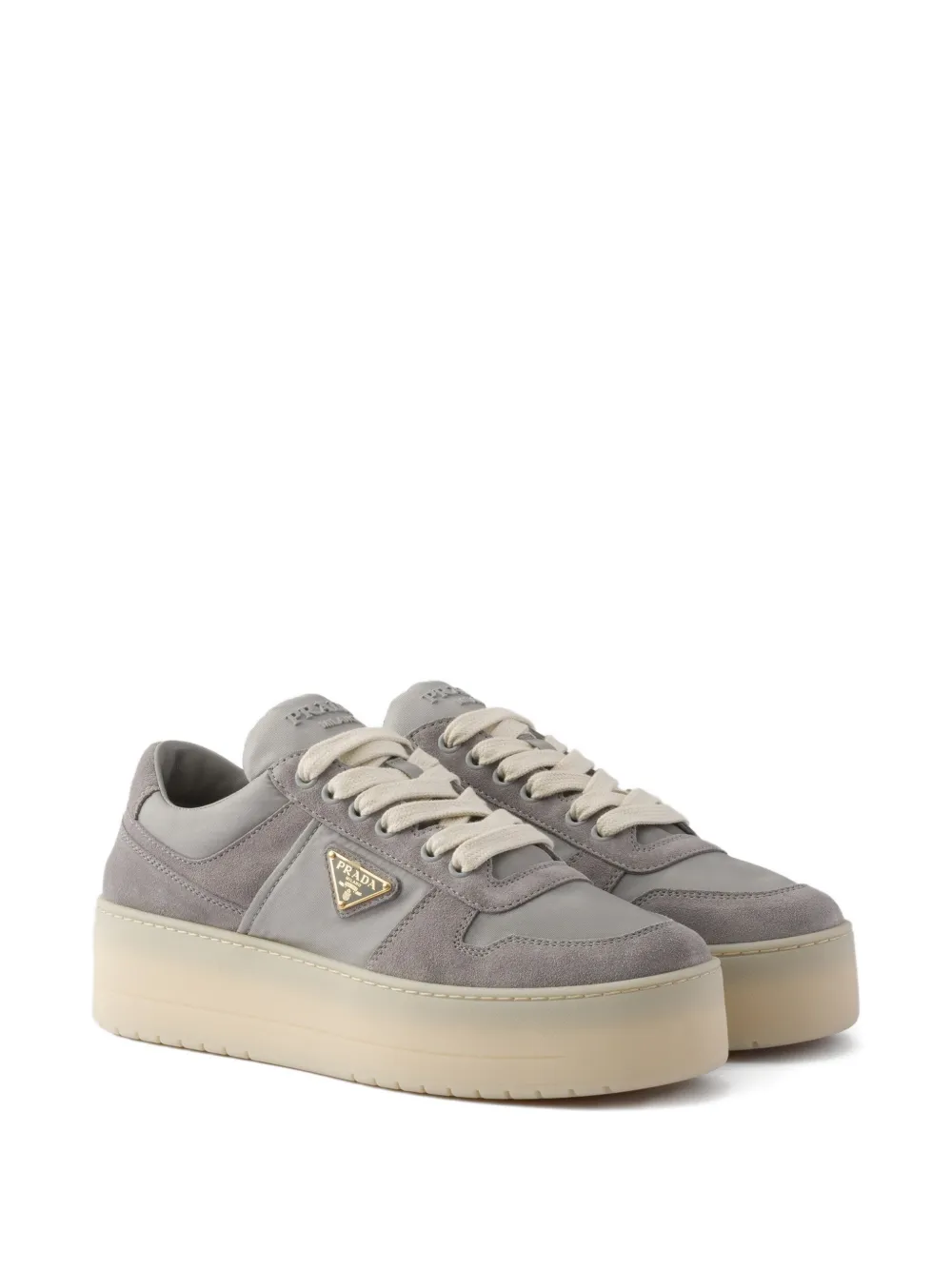 Prada Downtown Bold suede platform sneakers - Grijs