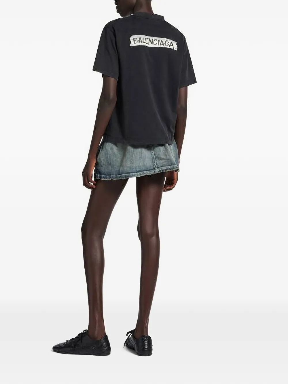 Balenciaga Masking Tape T-shirt met verwassen effect Zwart