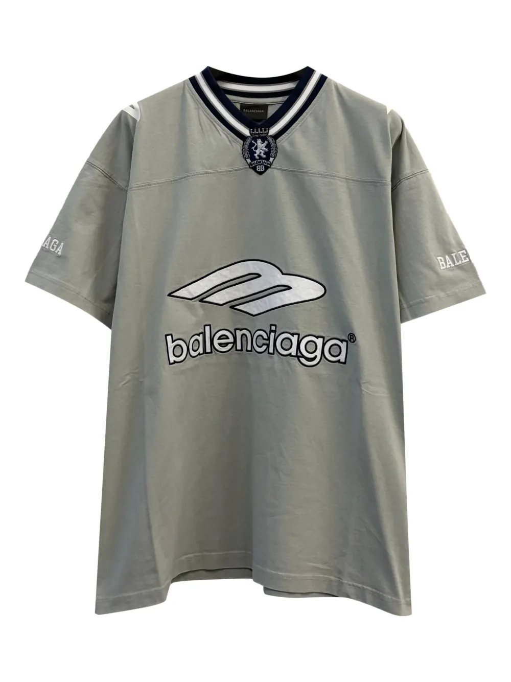 Balenciaga T-shirt con scollo a V 3B Football - Grigio