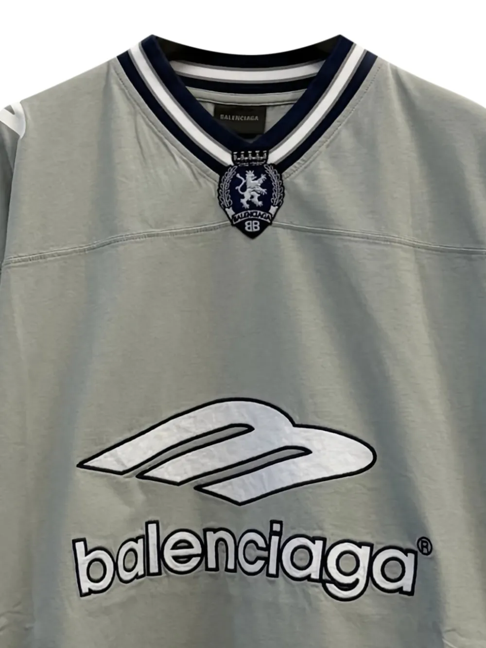 Balenciaga 3B Football T-shirt met V-hals - Grijs