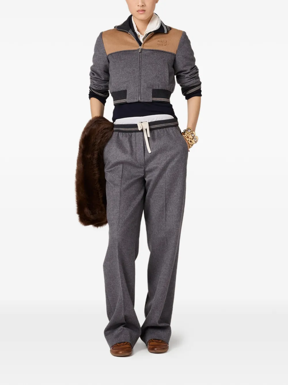 Miu Miu embroidered logo wool jacket | Varsity Jackets | Image 2