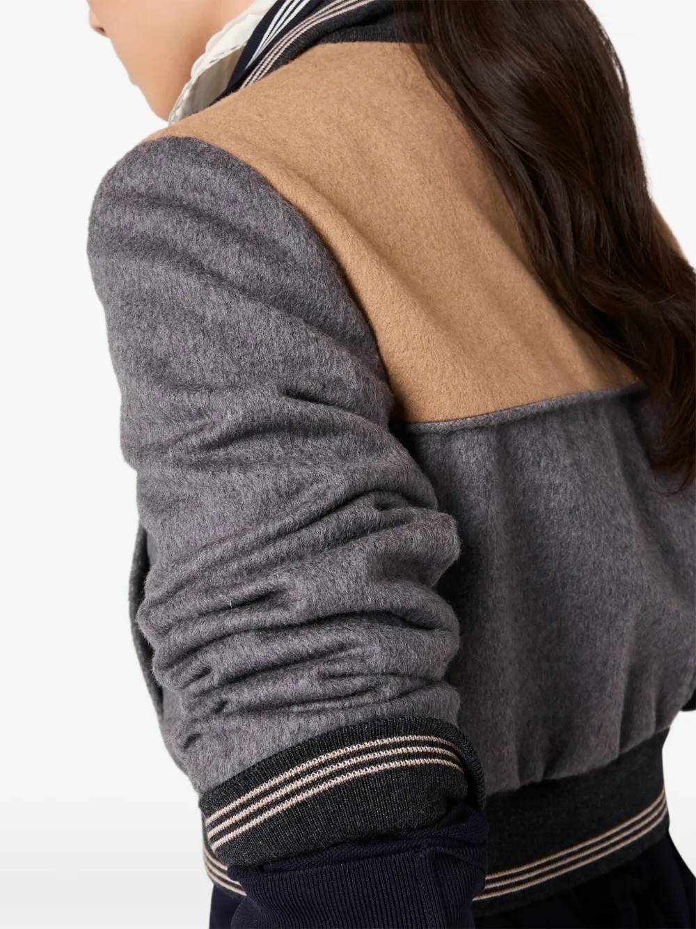 Miu Wollen jack met geborduurd logo Grijs