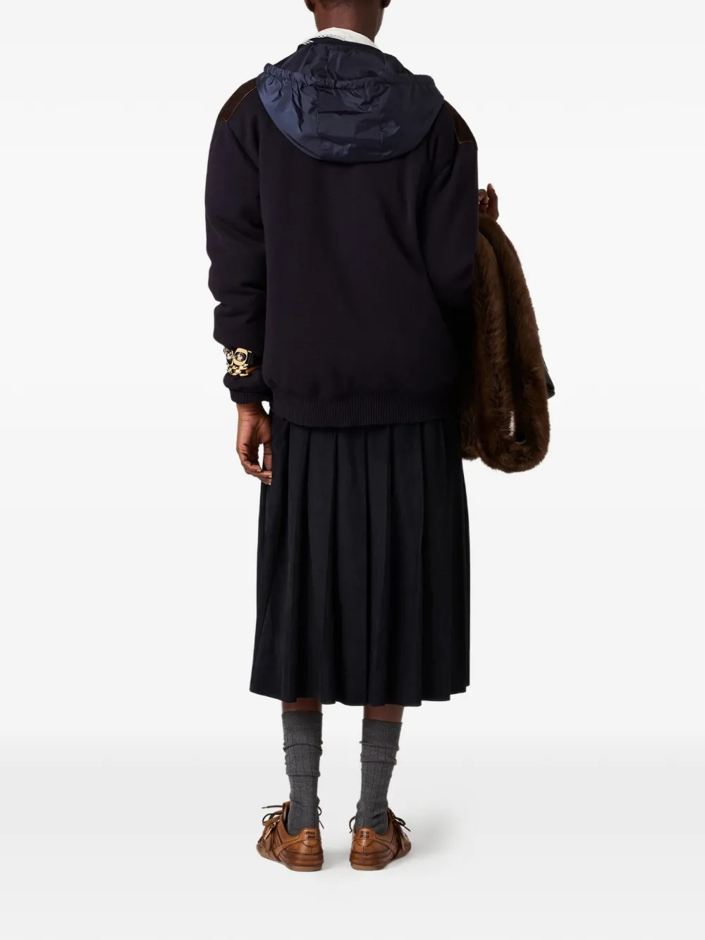  Miu Miu Drawstrings Hooded Jacket - Blue 