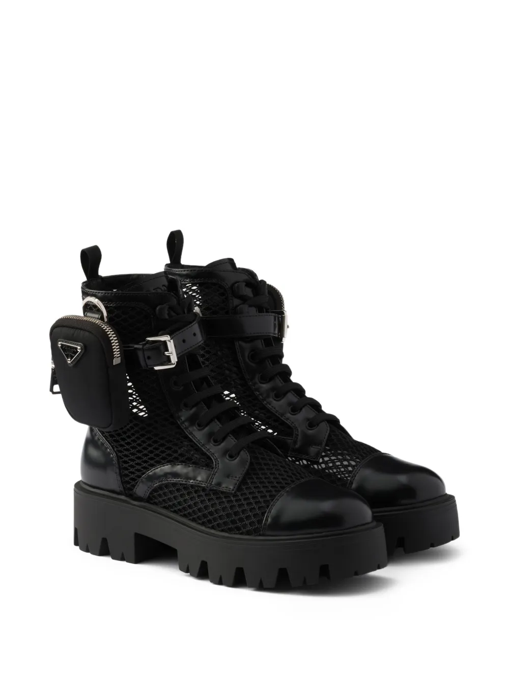 Prada Monolith Bikerstiefel mit Mesh-Tasche | Stiefel im Military-Look | Image 2