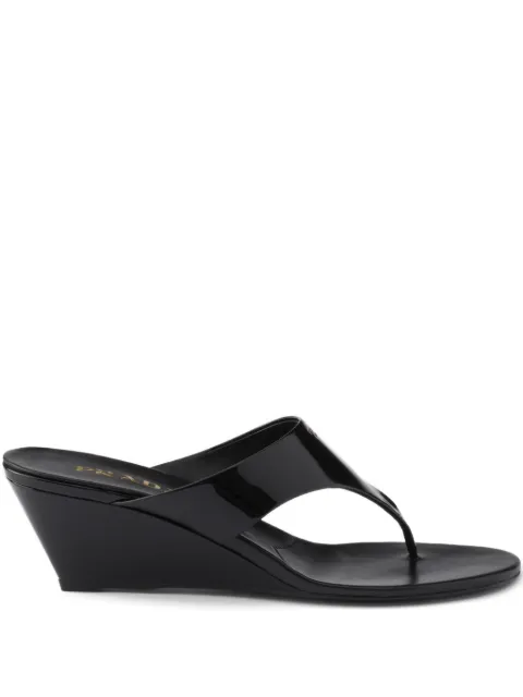 Prada patent-leather wedge sandals