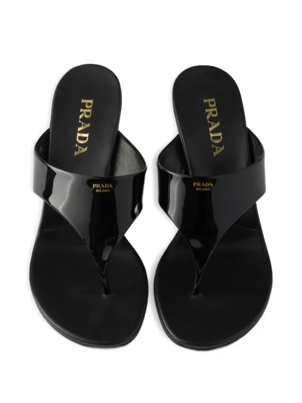 Prada patent-leather Wedge Sandals | Black | FARFETCH