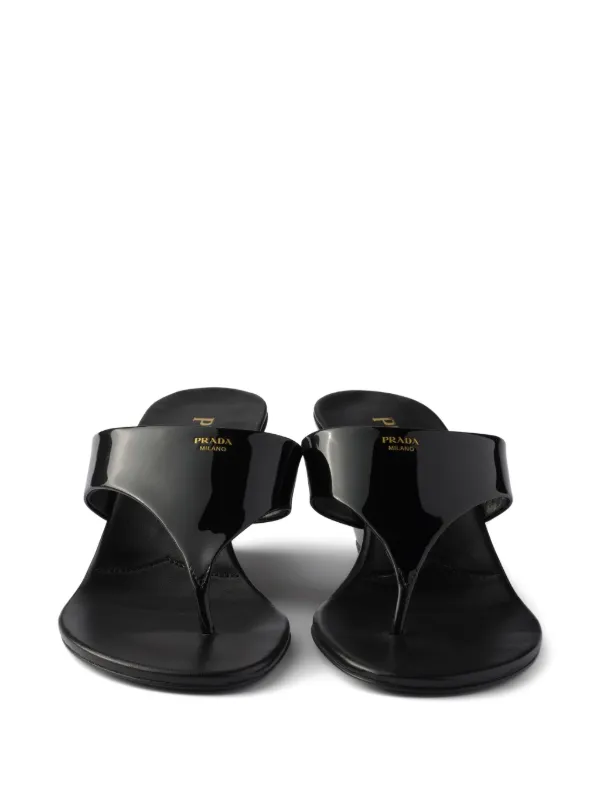 Prada patent-leather Wedge Sandals | Black | FARFETCH