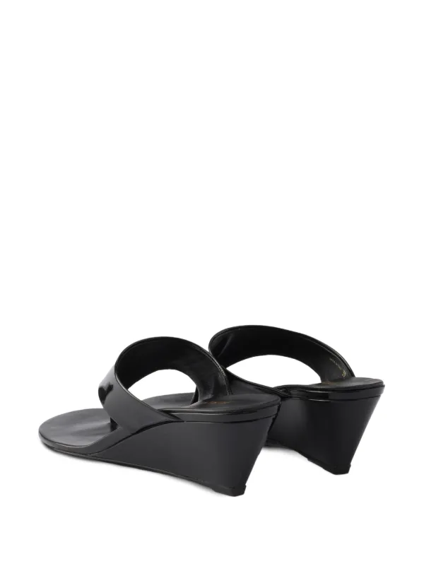 Prada Patent Leather Thong Sandals | Black | FARFETCH