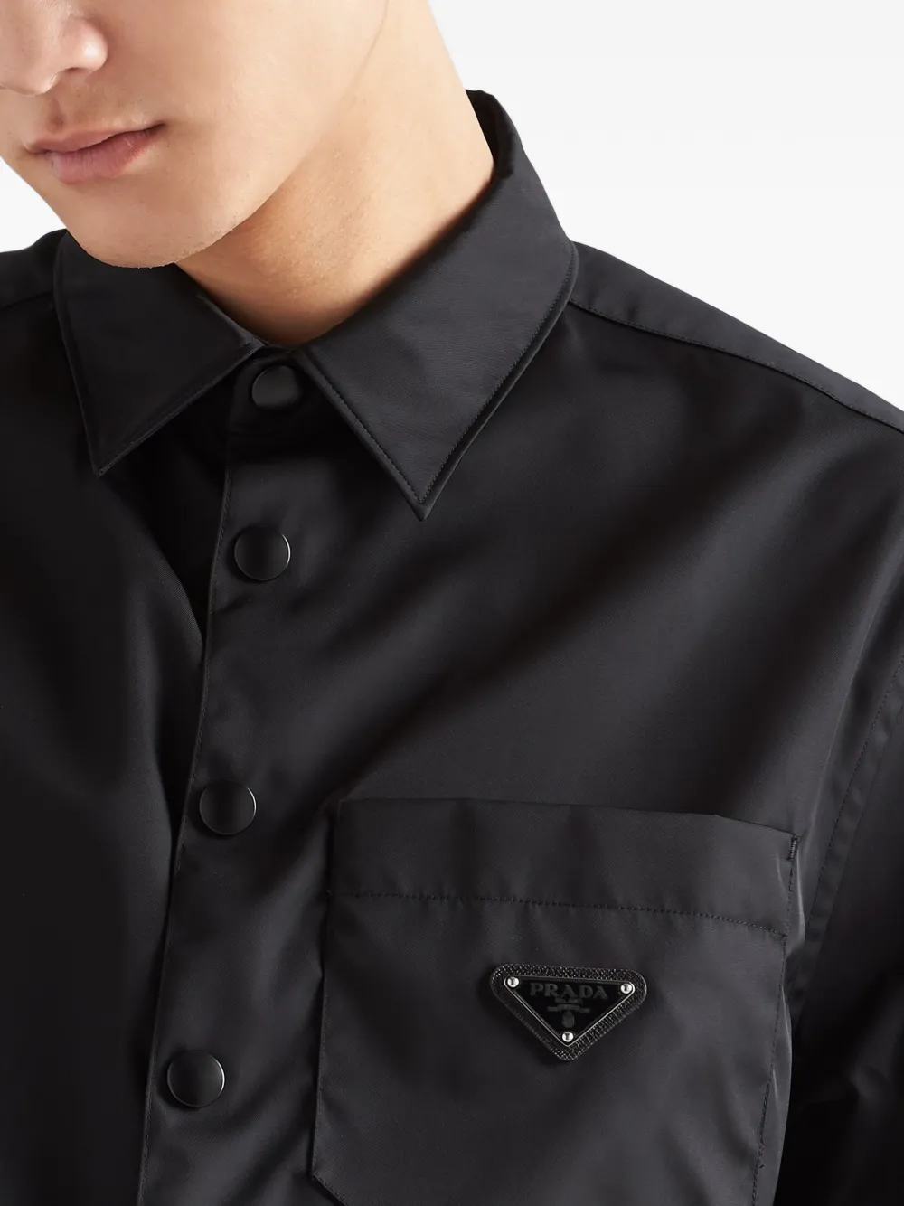 Prada Re-Nylon overhemd met klassieke kraag Zwart