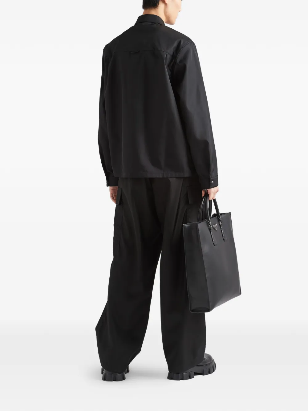 Prada Re-Nylon overhemd met klassieke kraag Zwart